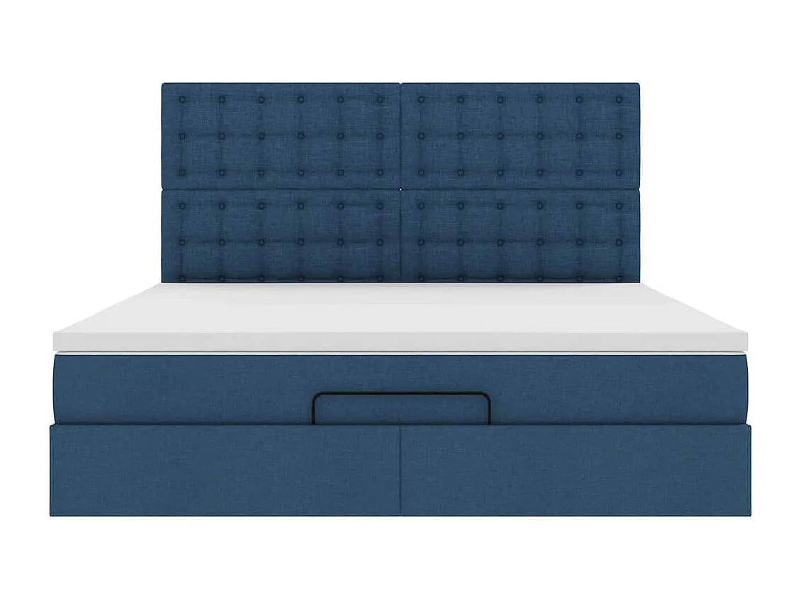 Cadre de lit ottoman avec matelas bleu 180x200 cm tissu