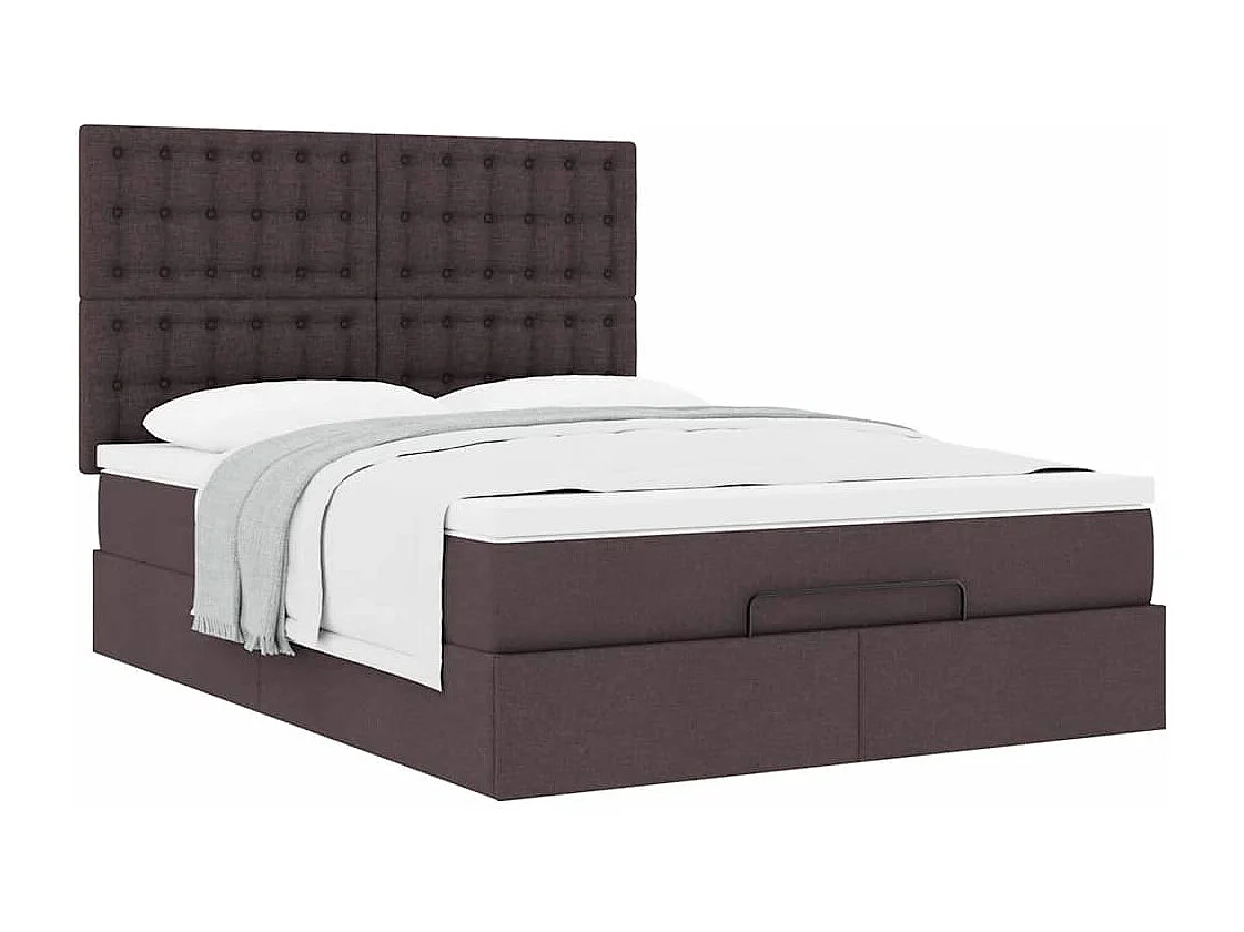 Ottoman-Bett mit Matratze Dunkelbraun 140x200 cm Stoff