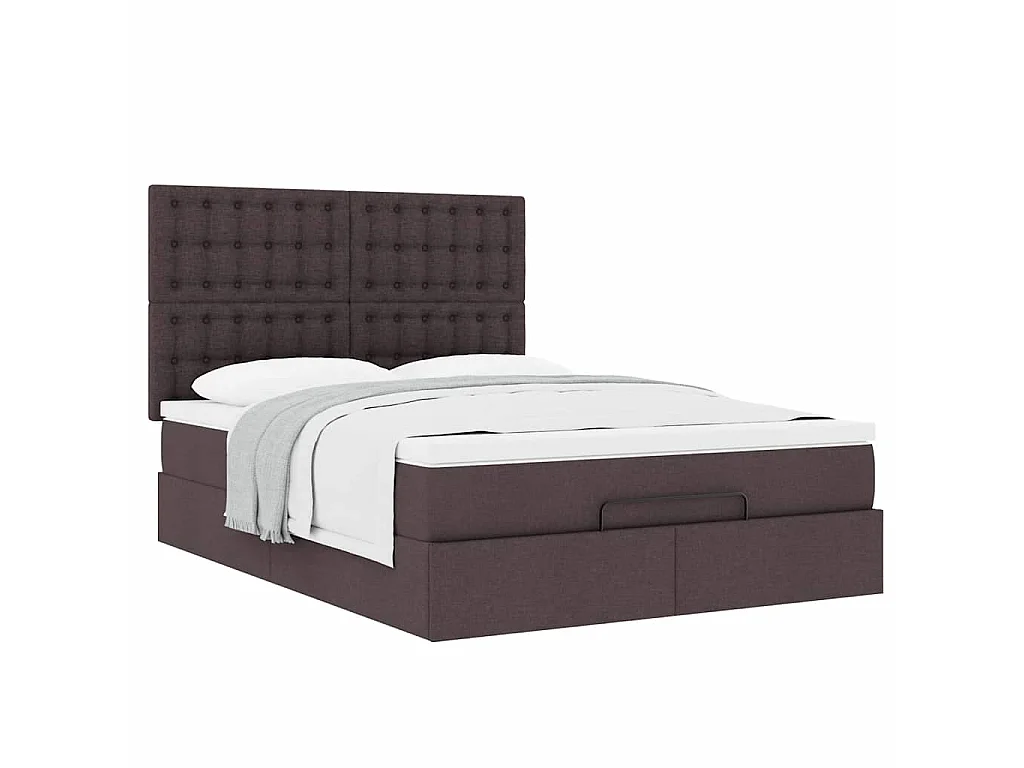 Ottoman bed met matras 140x200cm stof donkerbruin