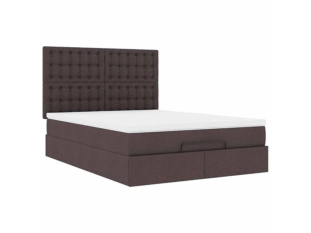 Ottoman bed met matras 140x200cm stof donkerbruin
