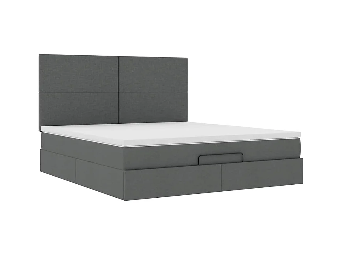 Cadre de lit ottoman avec matelas gris foncé 180x200 cm tissu