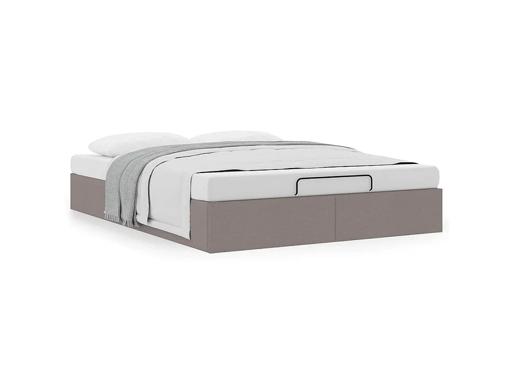 Struttura Letto Pouf senza Materasso Tortora 140x200cm Tessuto