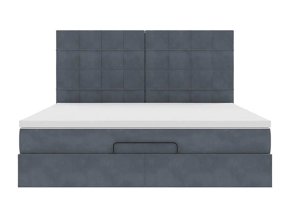 Ottoman-Bett mit Matratzen Dunkelgrau 160x200 cm Samt