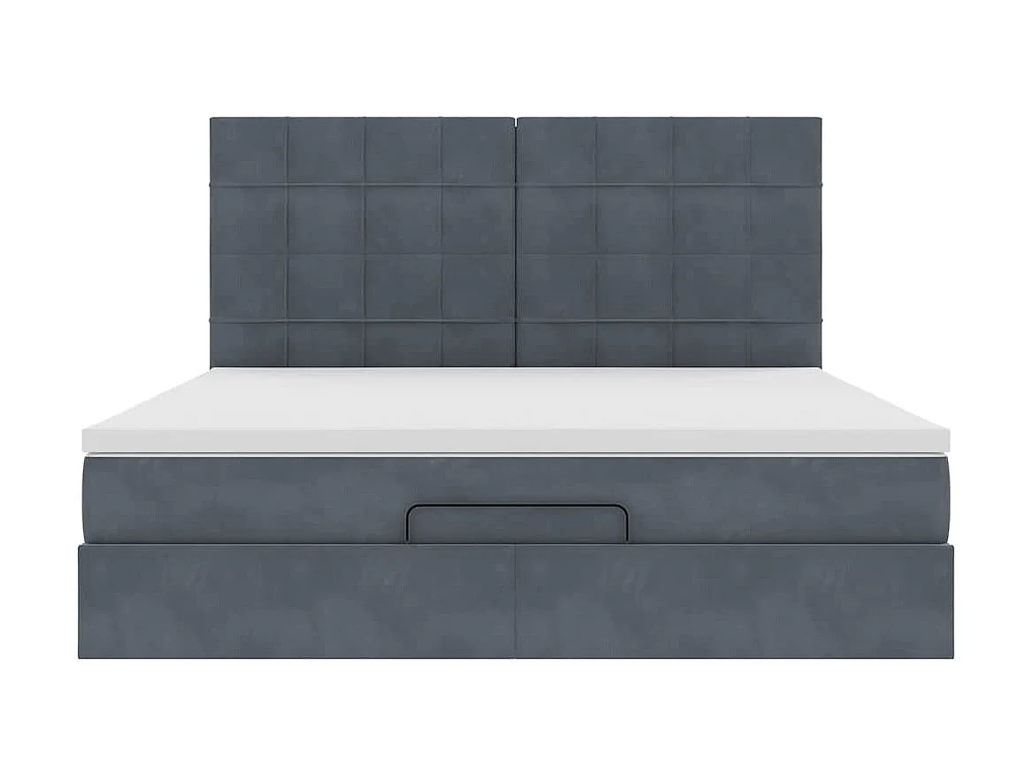Ottoman-Bett mit Matratzen Dunkelgrau 160x200 cm Samt