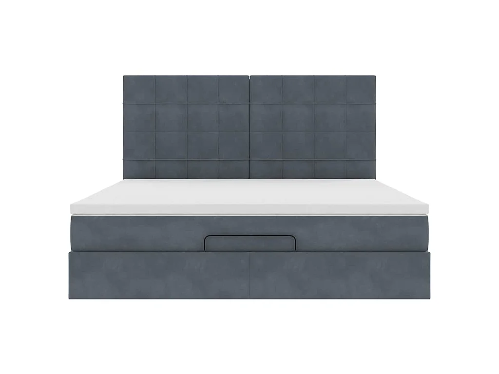 Estructura cama otomana colchones terciopelo gris oscuro