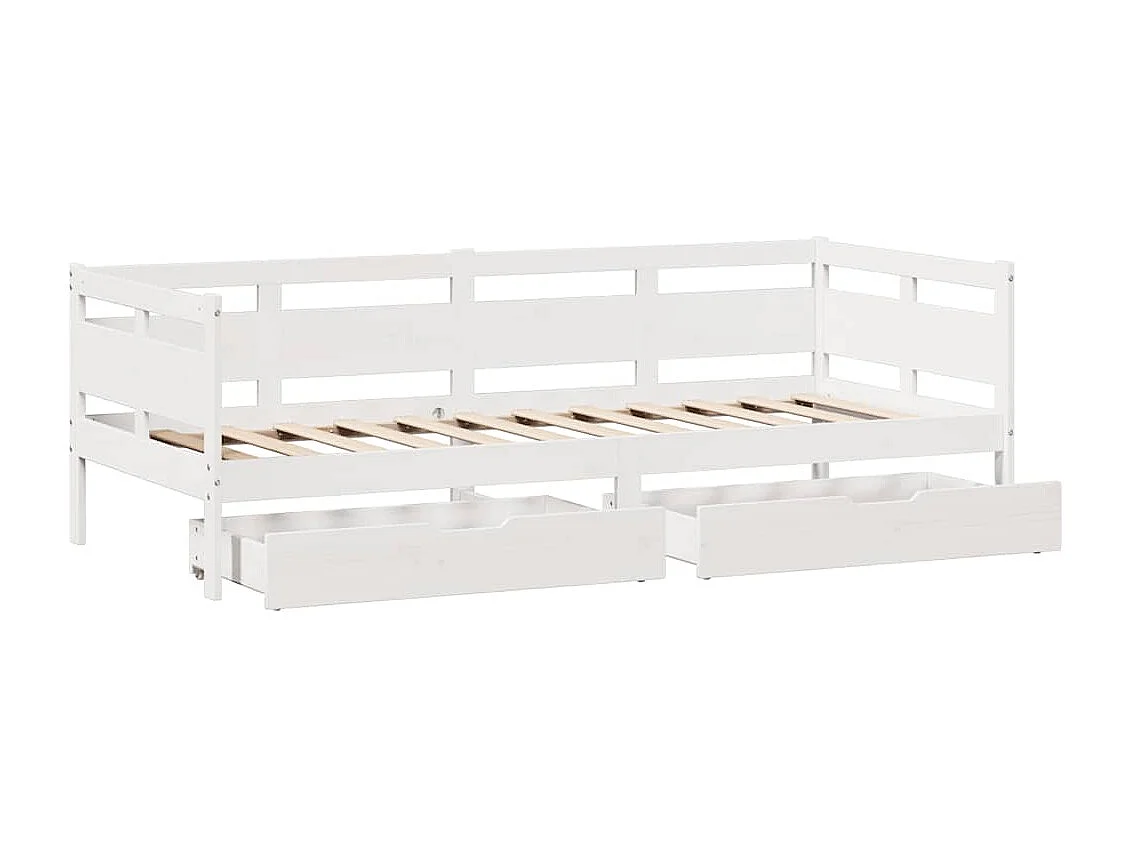 Sofá-cama c/ gavetas 90x200cm madeira de pinho maciça branco