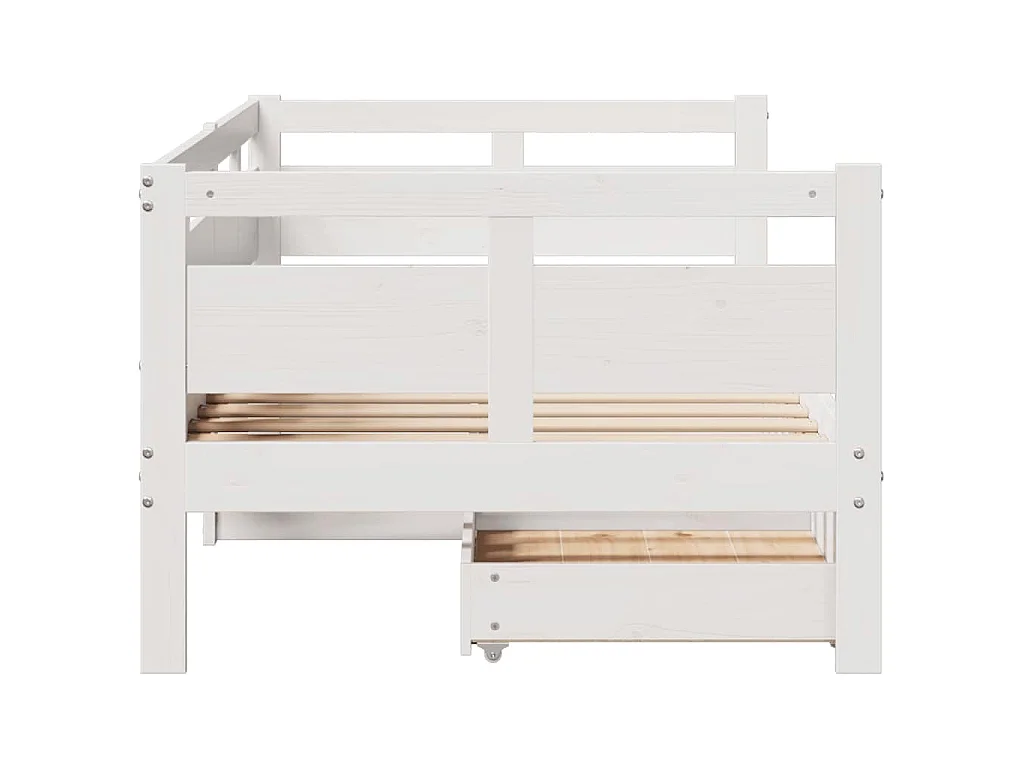 Lit de jour et tiroirs sans matelas blanc 90x200 cm bois massif