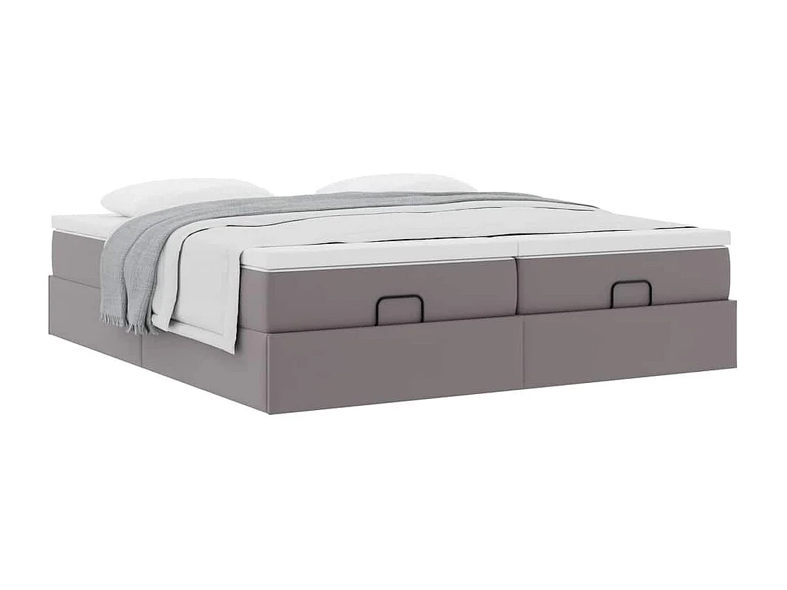 Struttura Letto Pouf con Materassi Grigio 180x200 cm Similpelle