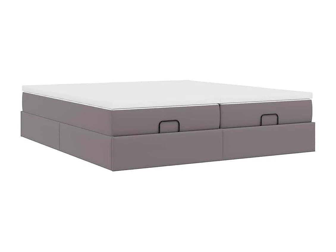 Struttura Letto Pouf con Materassi Grigio 180x200 cm Similpelle