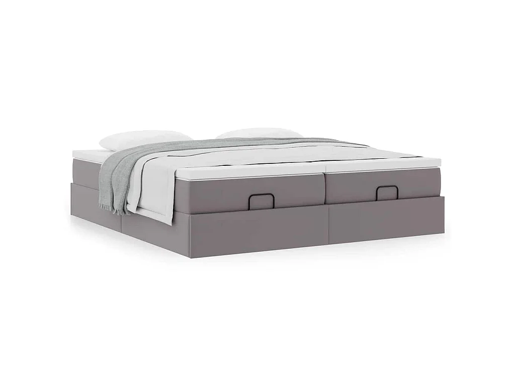 Ottoman-Bett mit Matratzen Grau 180x200 cm Kunstleder