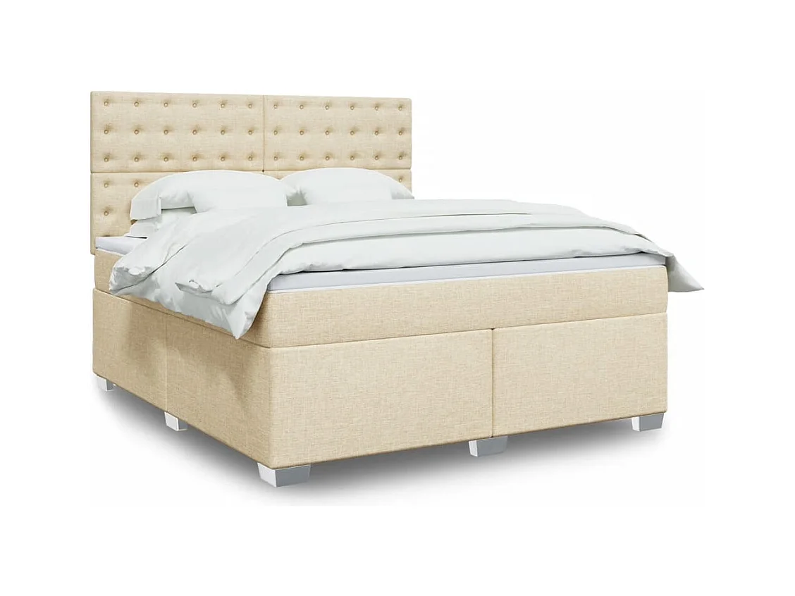 Giroletto a Molle con Materasso Crema 180x200 cm in Tessuto