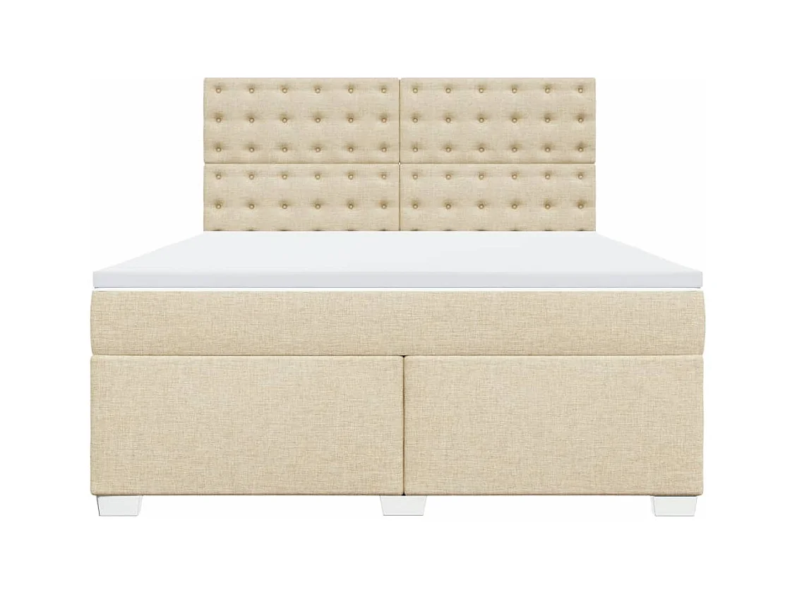 Giroletto a Molle con Materasso Crema 180x200 cm in Tessuto