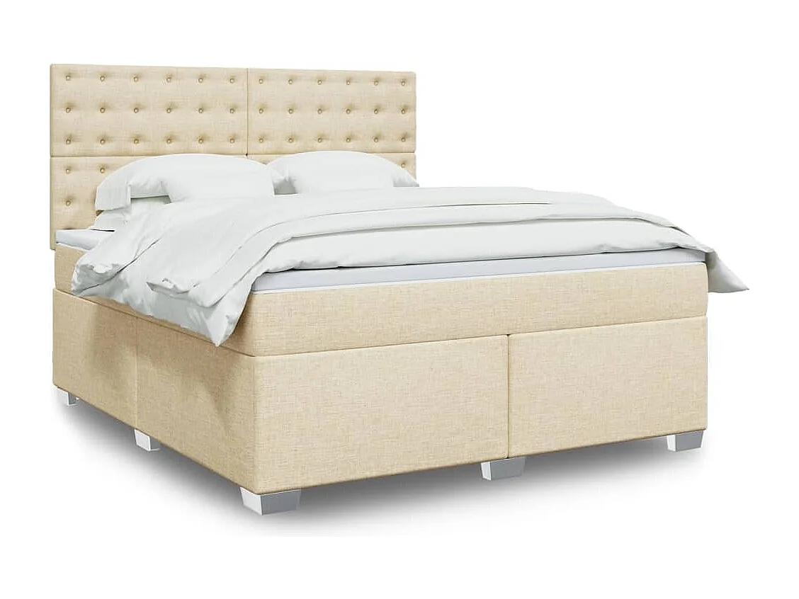 Giroletto a Molle con Materasso Crema 180x200 cm in Tessuto