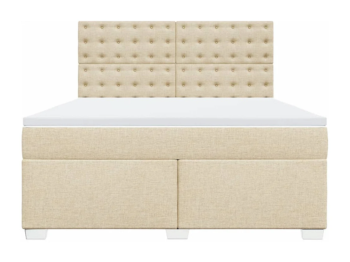 Giroletto a Molle con Materasso Crema 180x200 cm in Tessuto