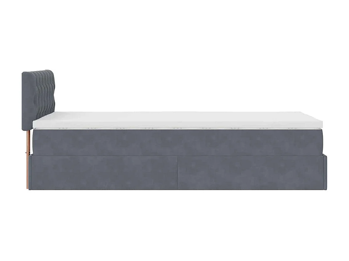 Ottoman bed met matras 100x200 cm fluweel donkergrijs