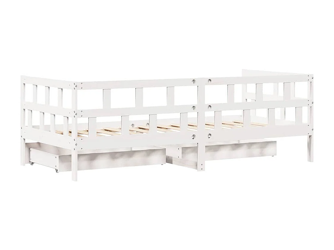 Lit de jour et tiroirs sans matelas blanc 90x190 cm bois massif