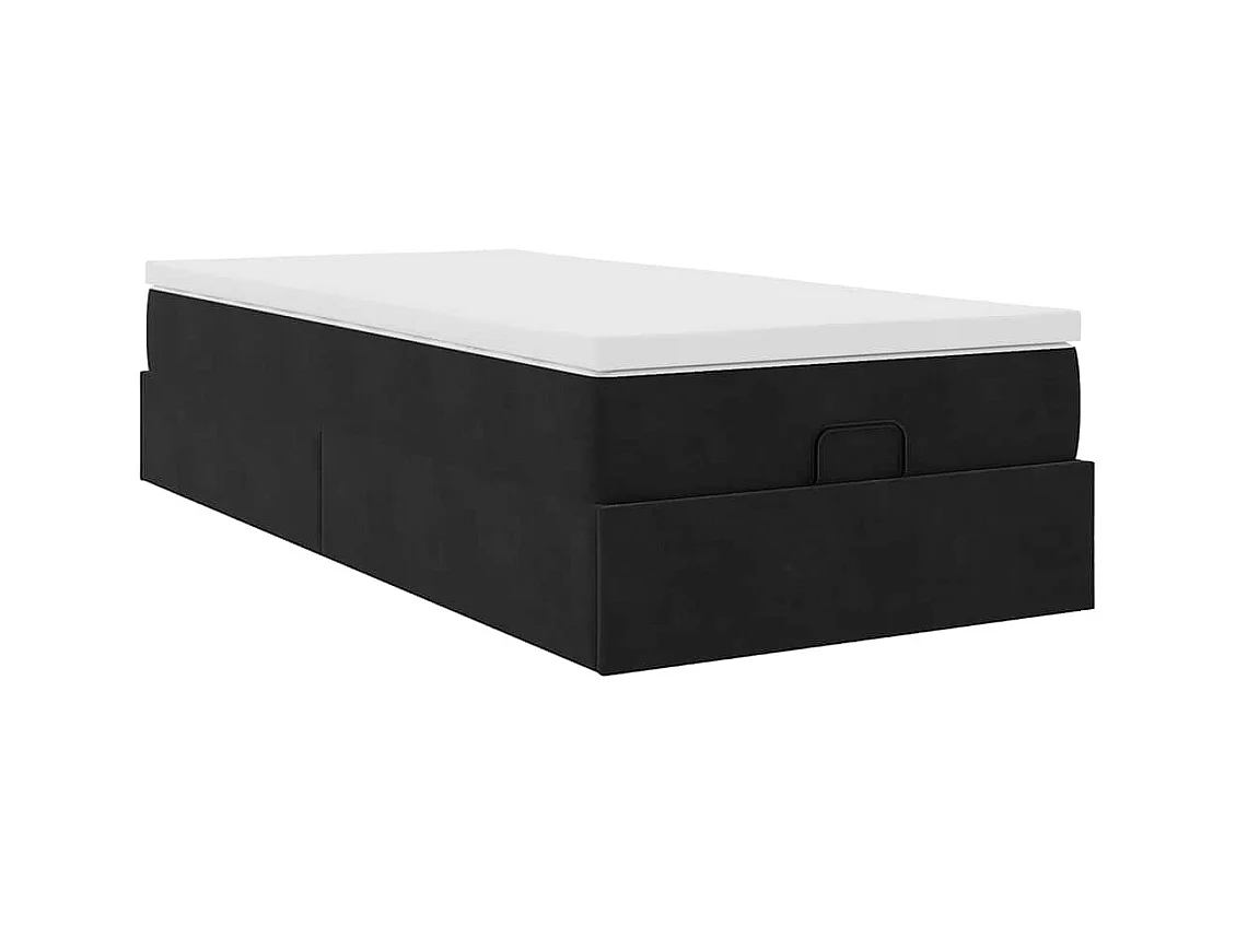 Cadre de lit ottoman avec matelas noir 100x200cm velours