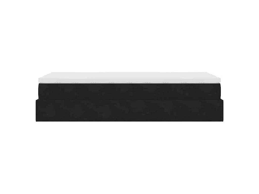 Estructura de cama otomana colchón terciopelo negro 100x200cm