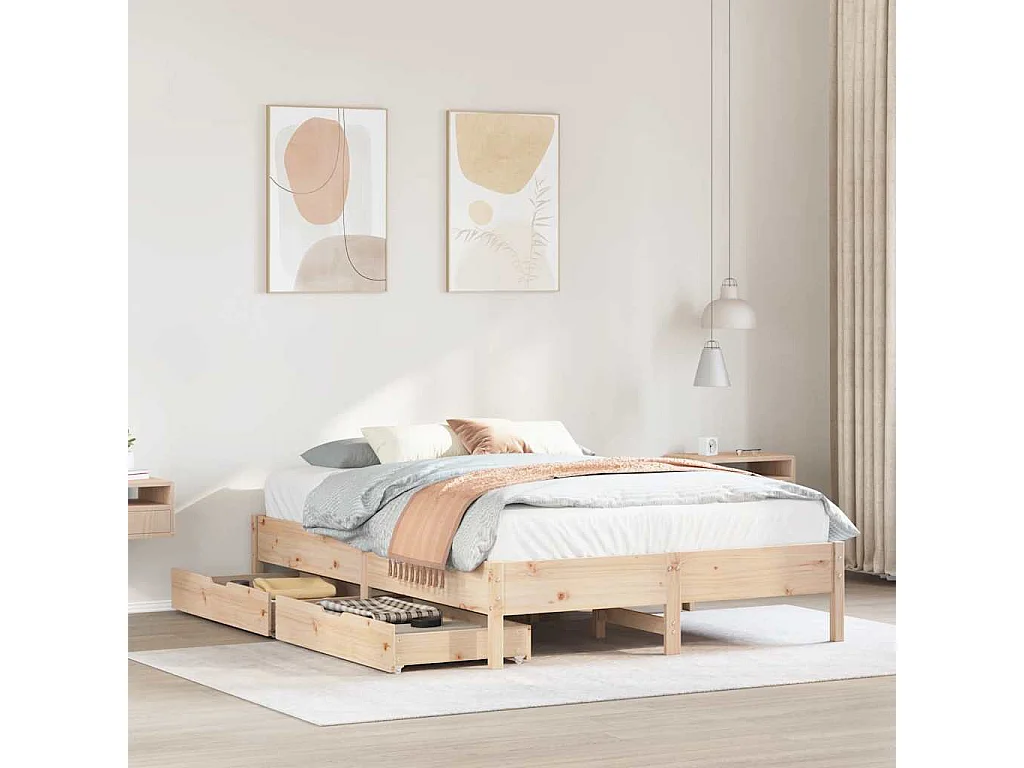Bedframe zonder matras massief grenenhout 140x190 cm