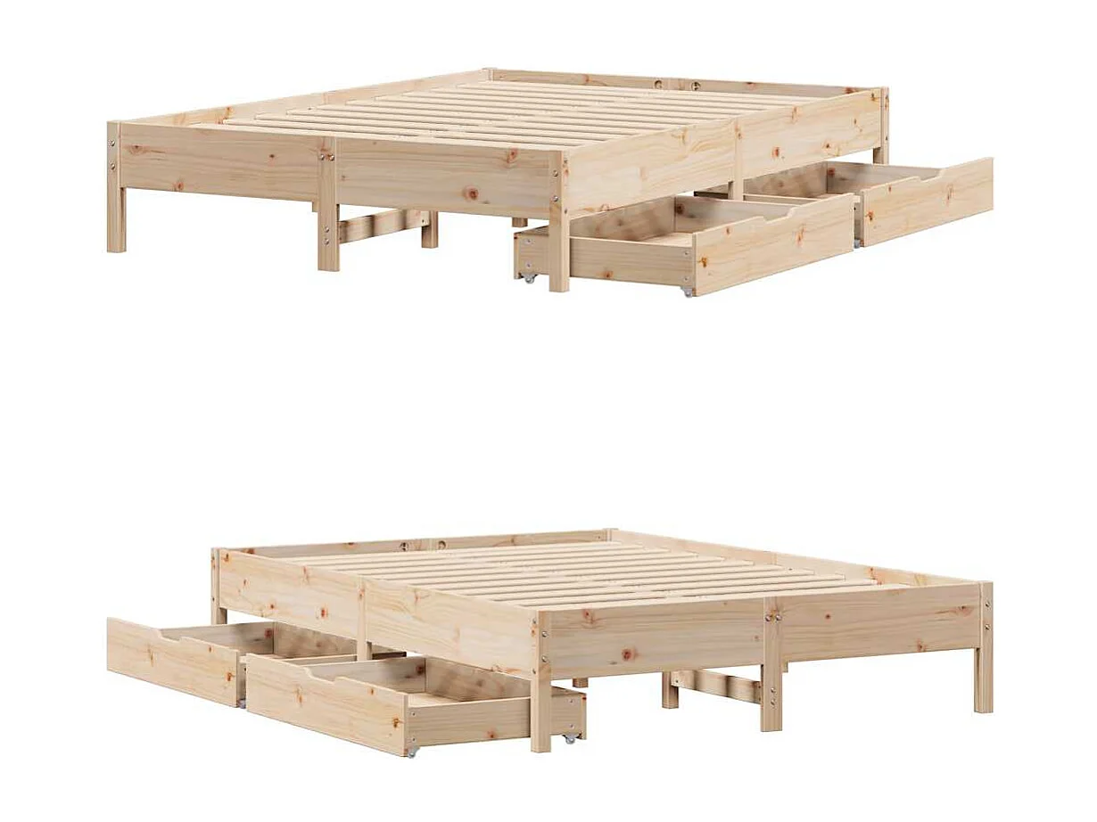 Bedframe zonder matras massief grenenhout 140x190 cm