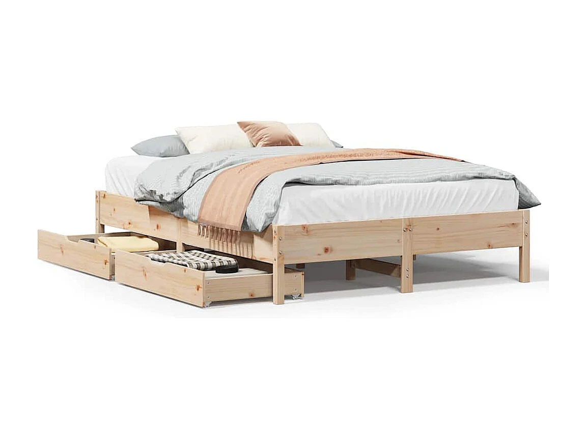 Cadre de lit sans matelas 140x190 cm bois de pin massif