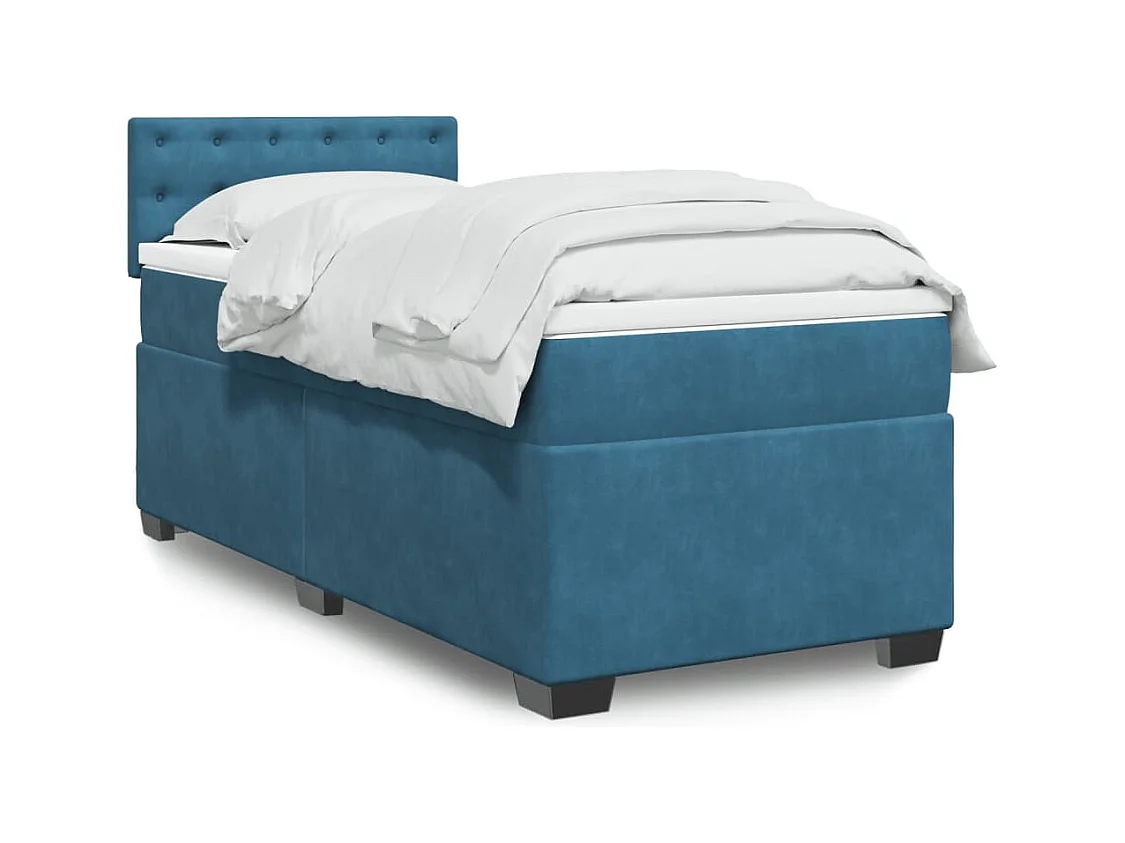 Boxspringbett mit Matratze Blau 90x200 cm Samt