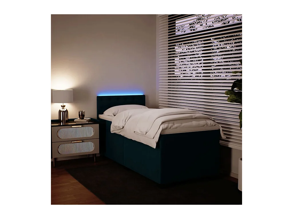 Boxspringbett mit Matratze Blau 90x200 cm Samt