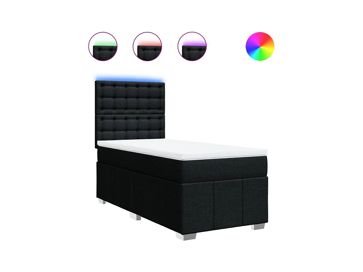 Boxspring met matras stof zwart 90x190 cm