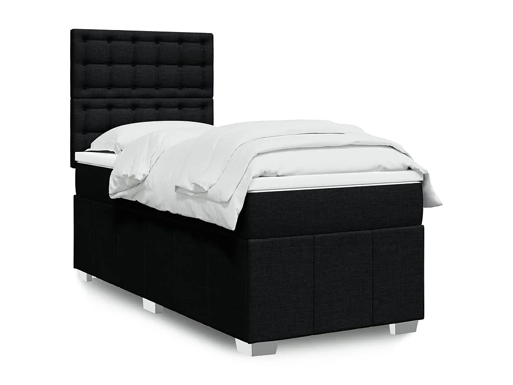Sommier à lattes de lit avec matelas Noir 90x190 cm Tissu