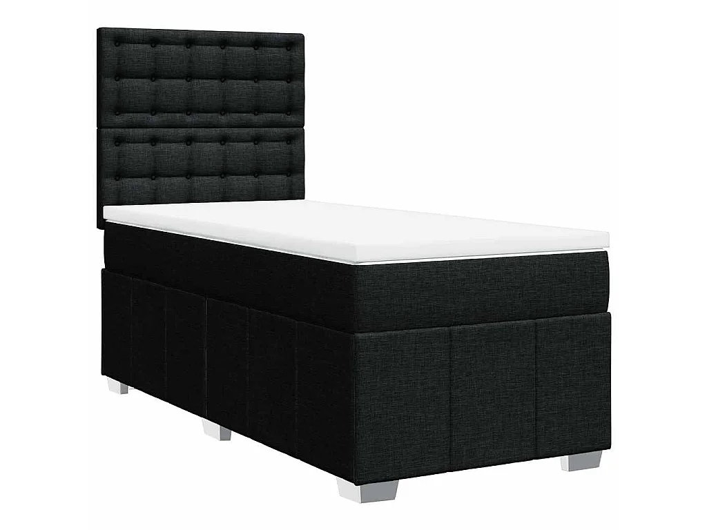 Boxspring met matras stof zwart 90x190 cm