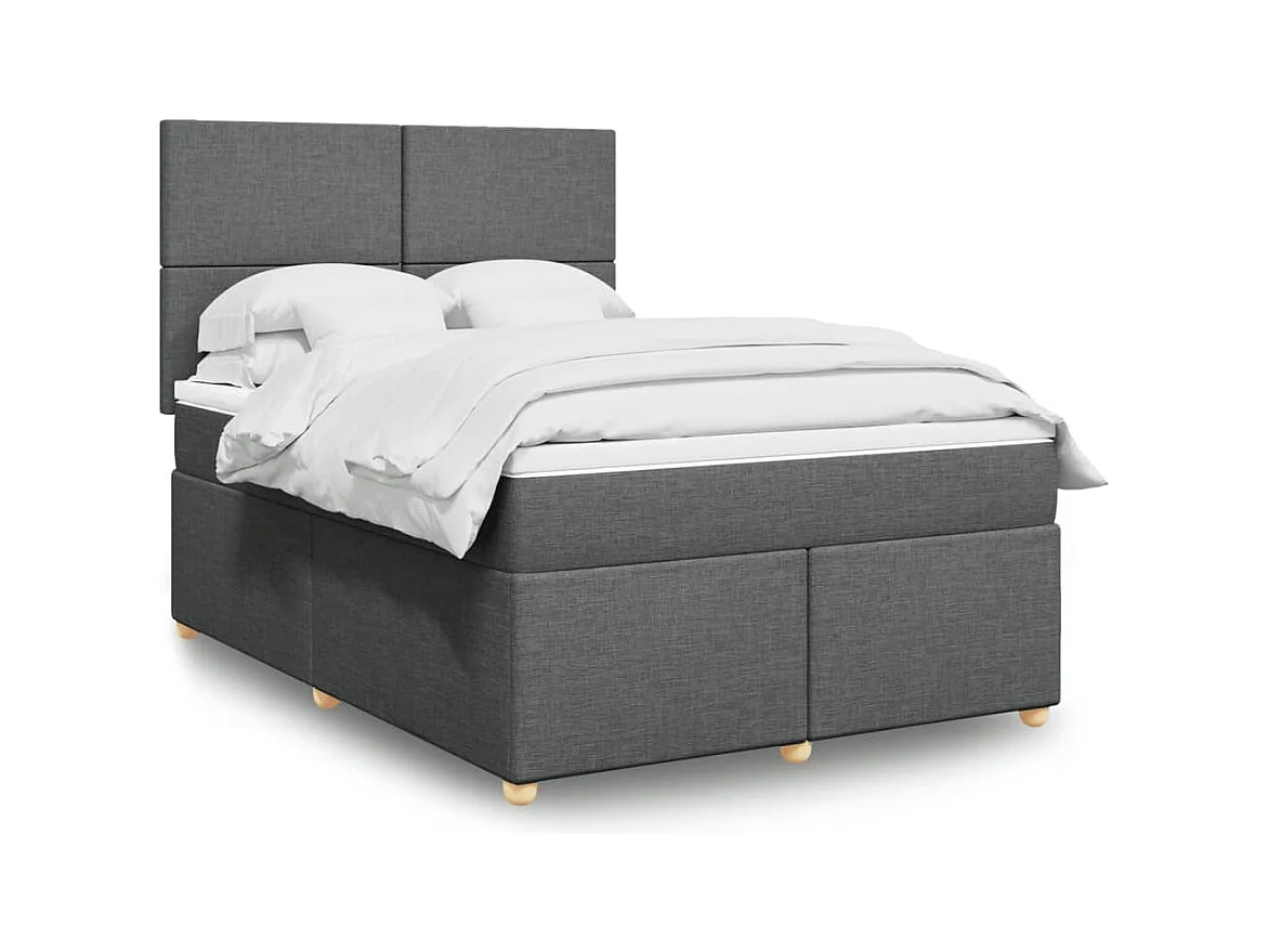Sommier à lattes de lit avec matelas Gris foncé 140x200cm Tissu