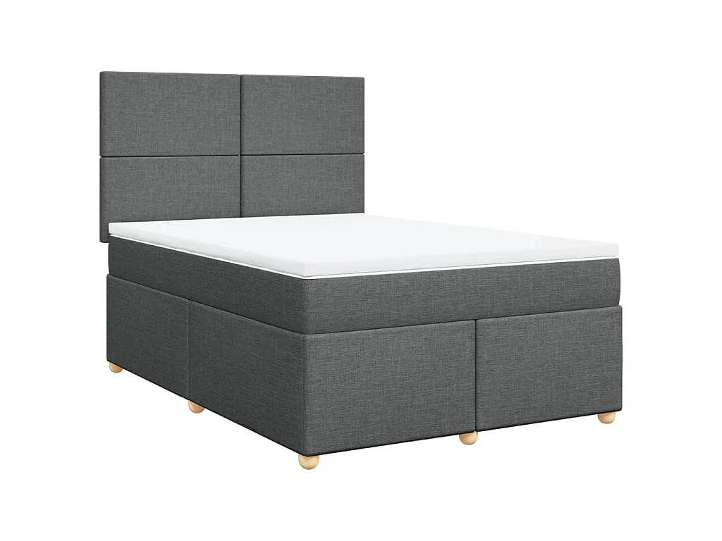 Boxspring met matras stof donkergrijs 140x200 cm