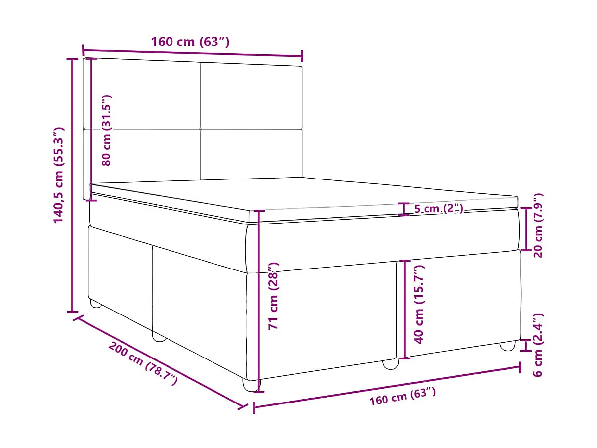 Boxspring met matras stof donkerbruin 160x200 cm