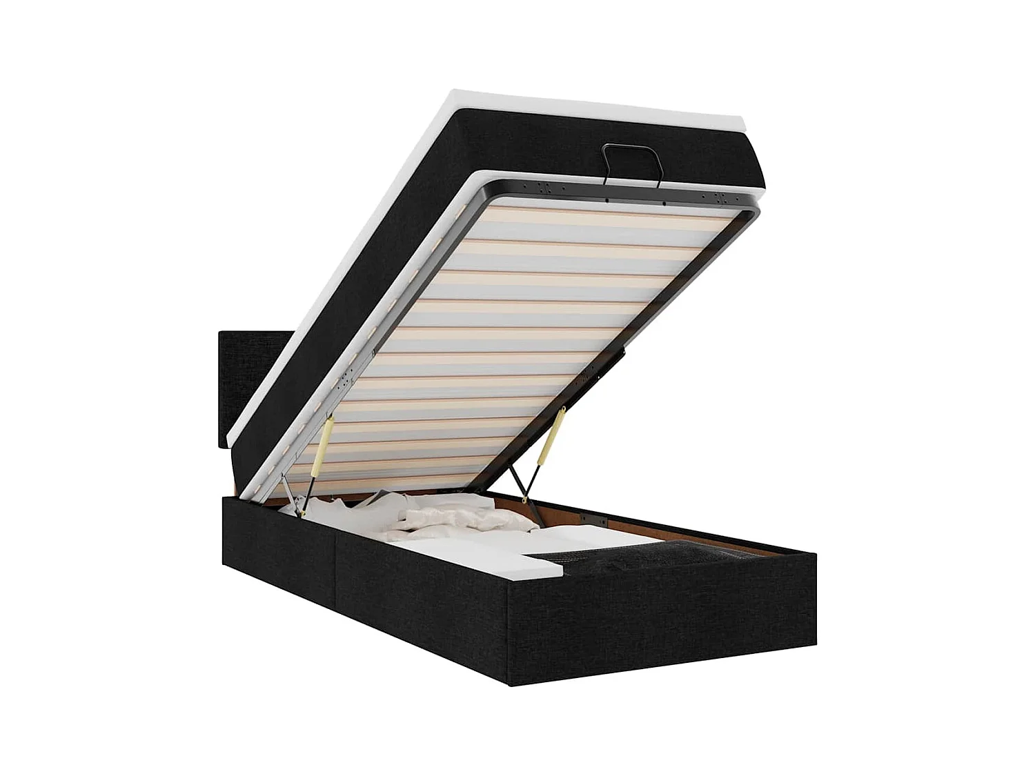 Lit ottoman avec matelas noir 100x200 cm tissu