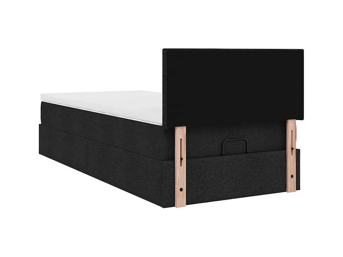 Lit ottoman avec matelas noir 100x200 cm tissu