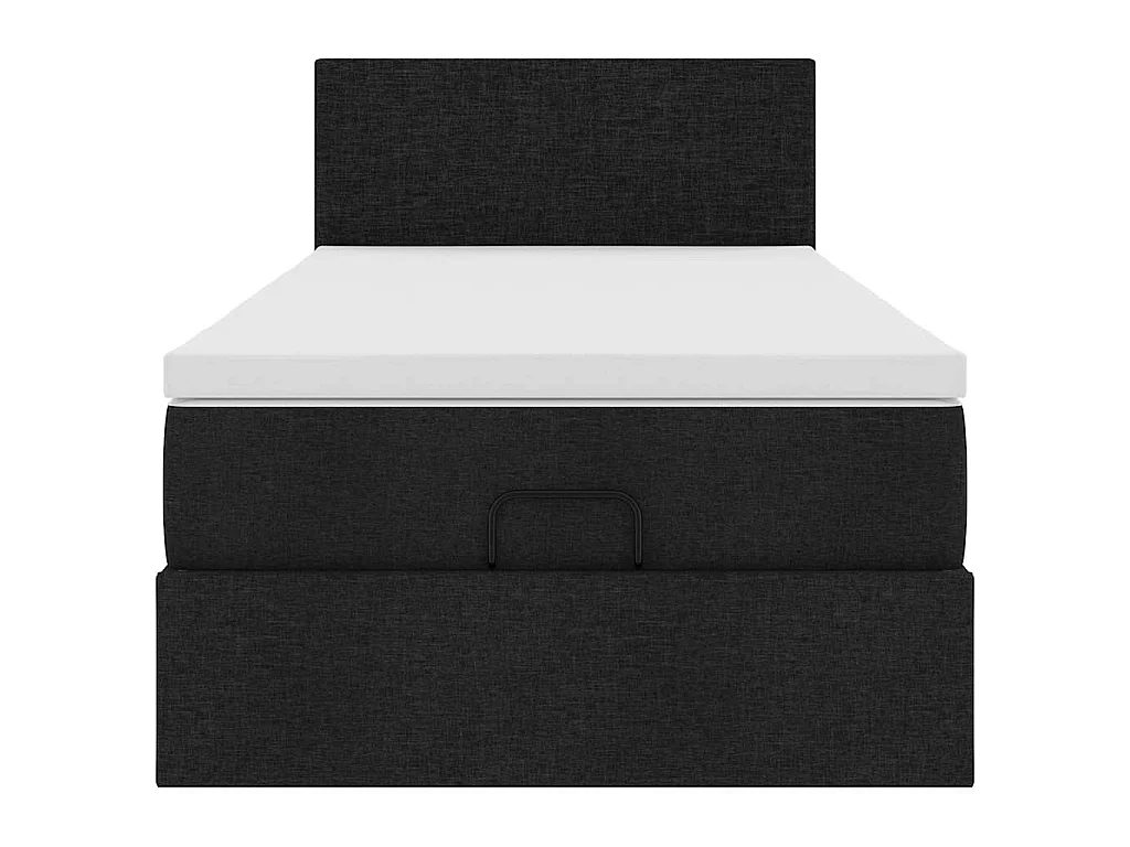 Pouf Letto con Materasso Nero 100x200 cm in Tessuto