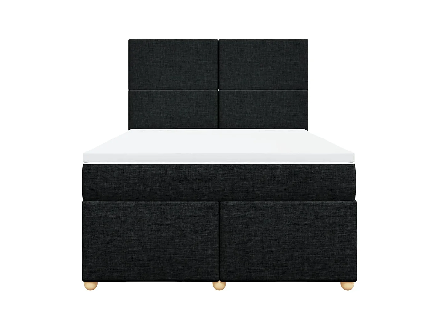 Cama box spring con colchón tela negro 160x200 cm
