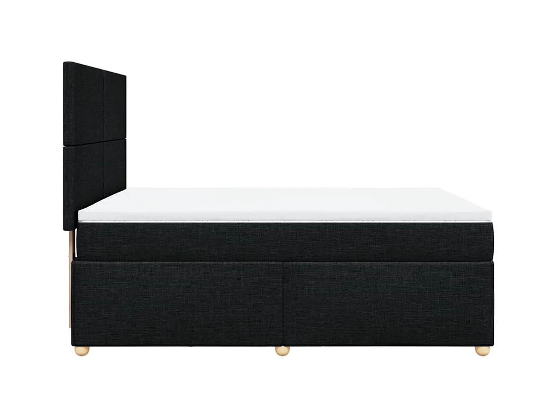 Cama box spring con colchón tela negro 160x200 cm