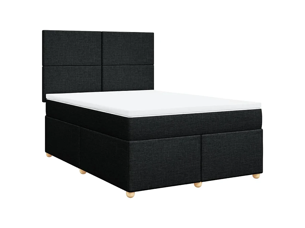 Giroletto a Molle con Materasso Nero 160x200 cm in Tessuto