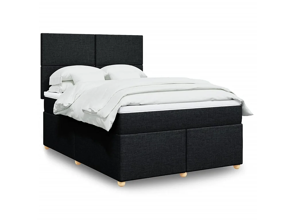 Giroletto a Molle con Materasso Nero 160x200 cm in Tessuto