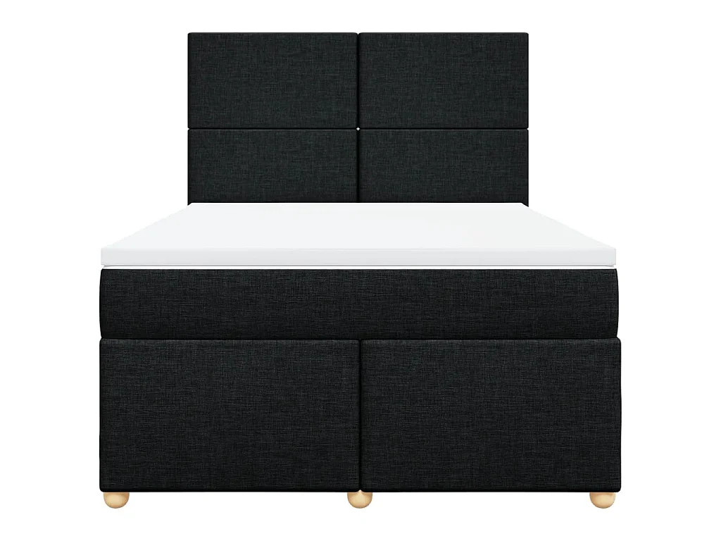 Giroletto a Molle con Materasso Nero 160x200 cm in Tessuto