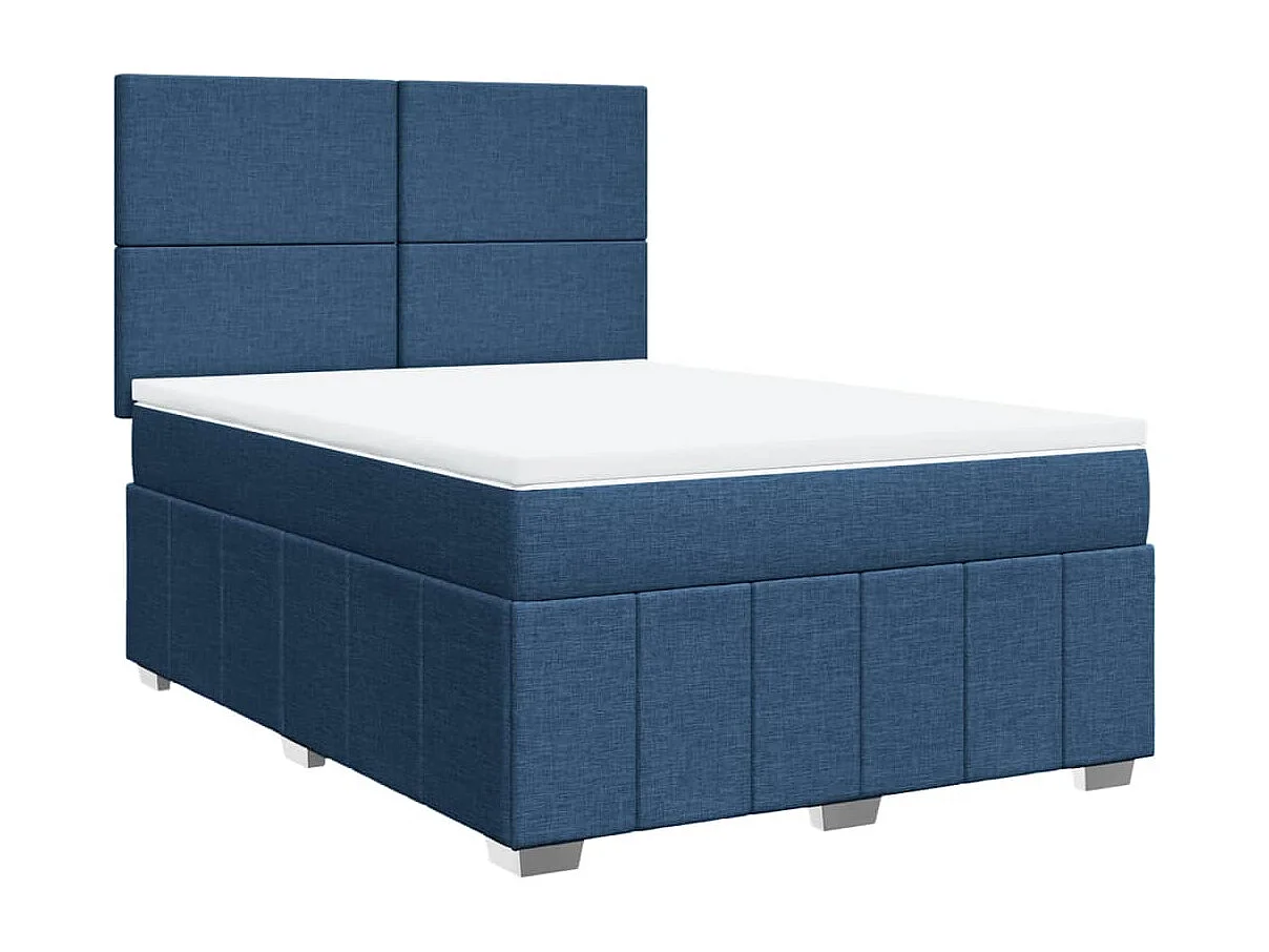 Sommier à lattes de lit avec matelas Bleu 140x200 cm Tissu