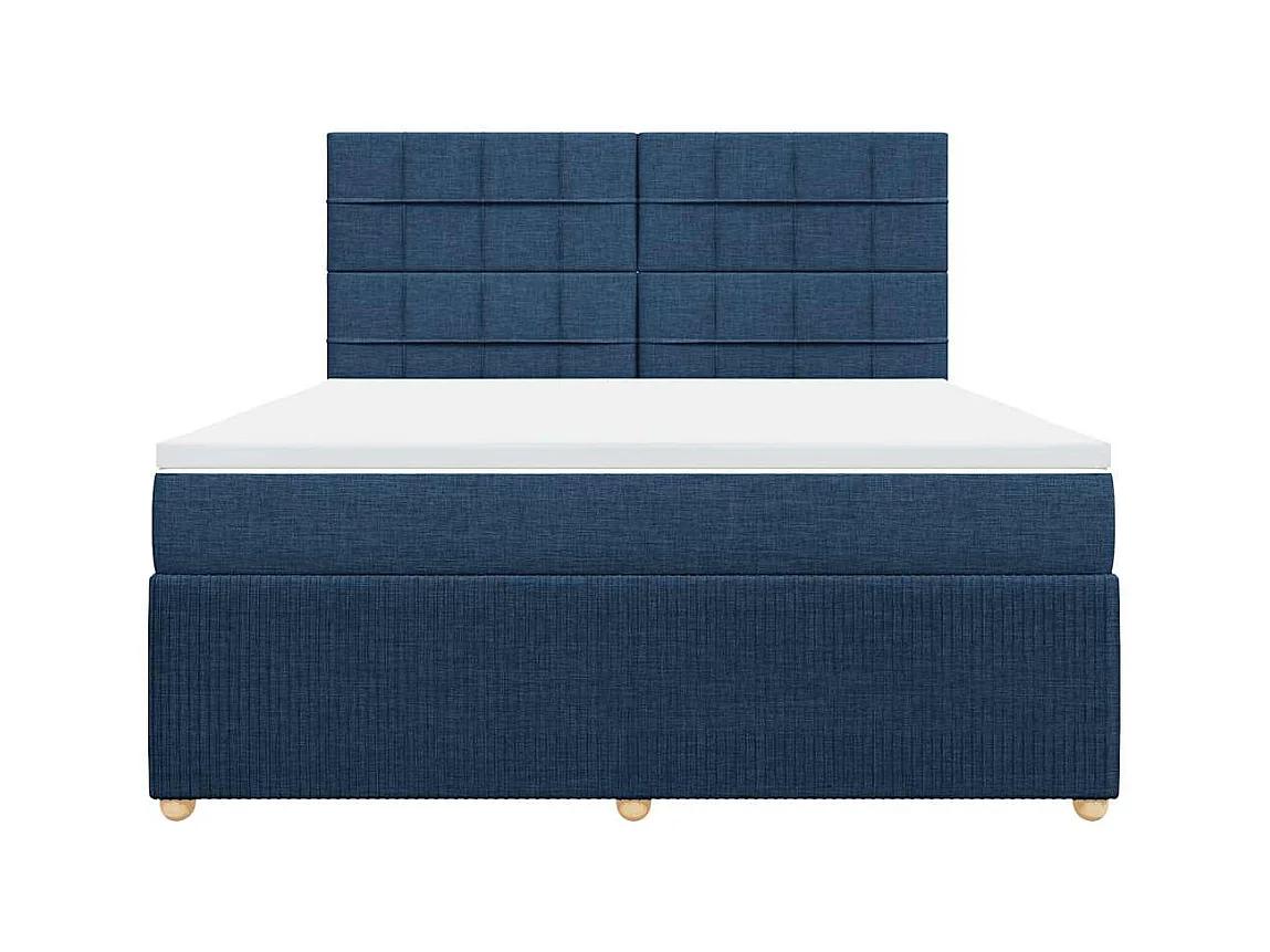 Sommier à lattes de lit avec matelas Bleu 180x200 cm Tissu
