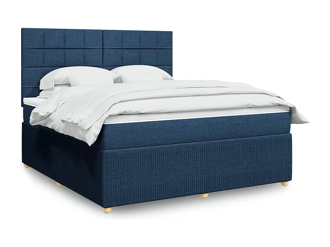Boxspringbett mit Matratze Blau 180x200 cm Stoff