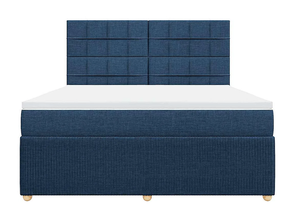 Boxspringbett mit Matratze Blau 180x200 cm Stoff