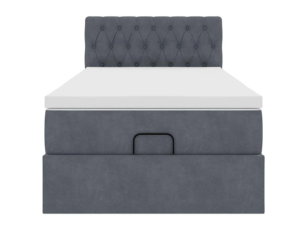 Ottoman-Bett mit Matratze Dunkelgrau 90x190 cm Samt