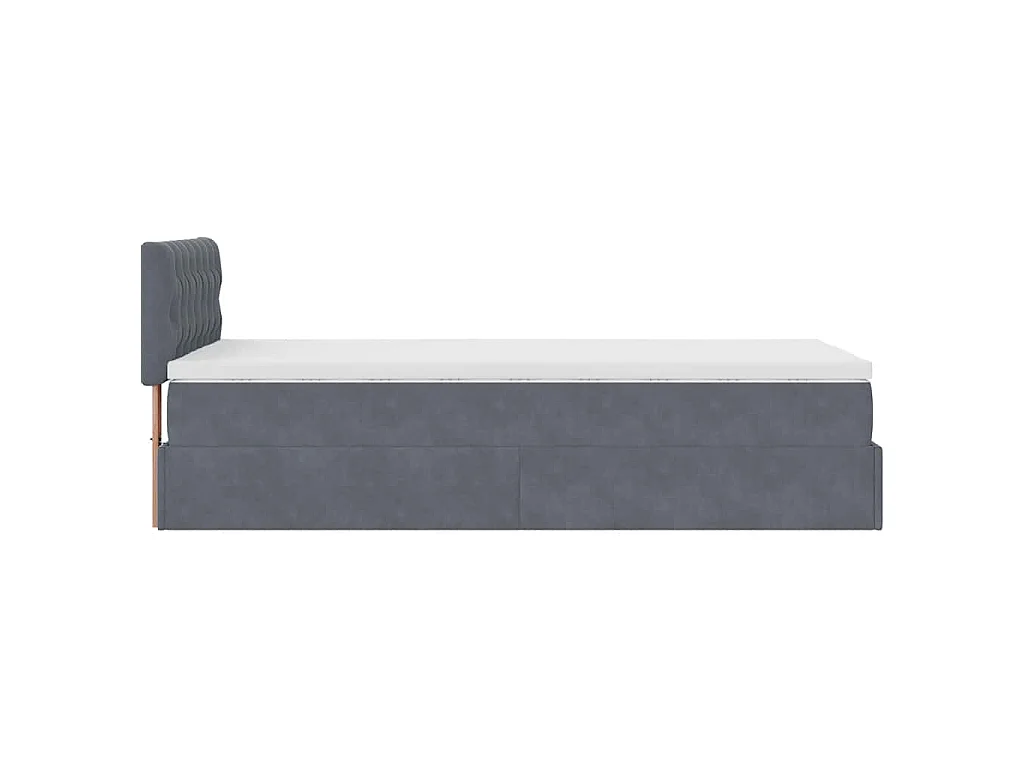 Ottoman-Bett mit Matratze Dunkelgrau 90x190 cm Samt