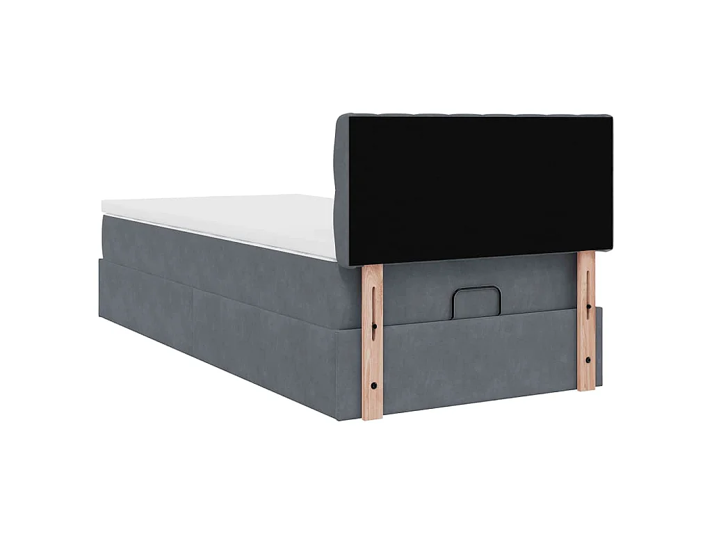Ottoman-Bett mit Matratze Dunkelgrau 90x190 cm Samt