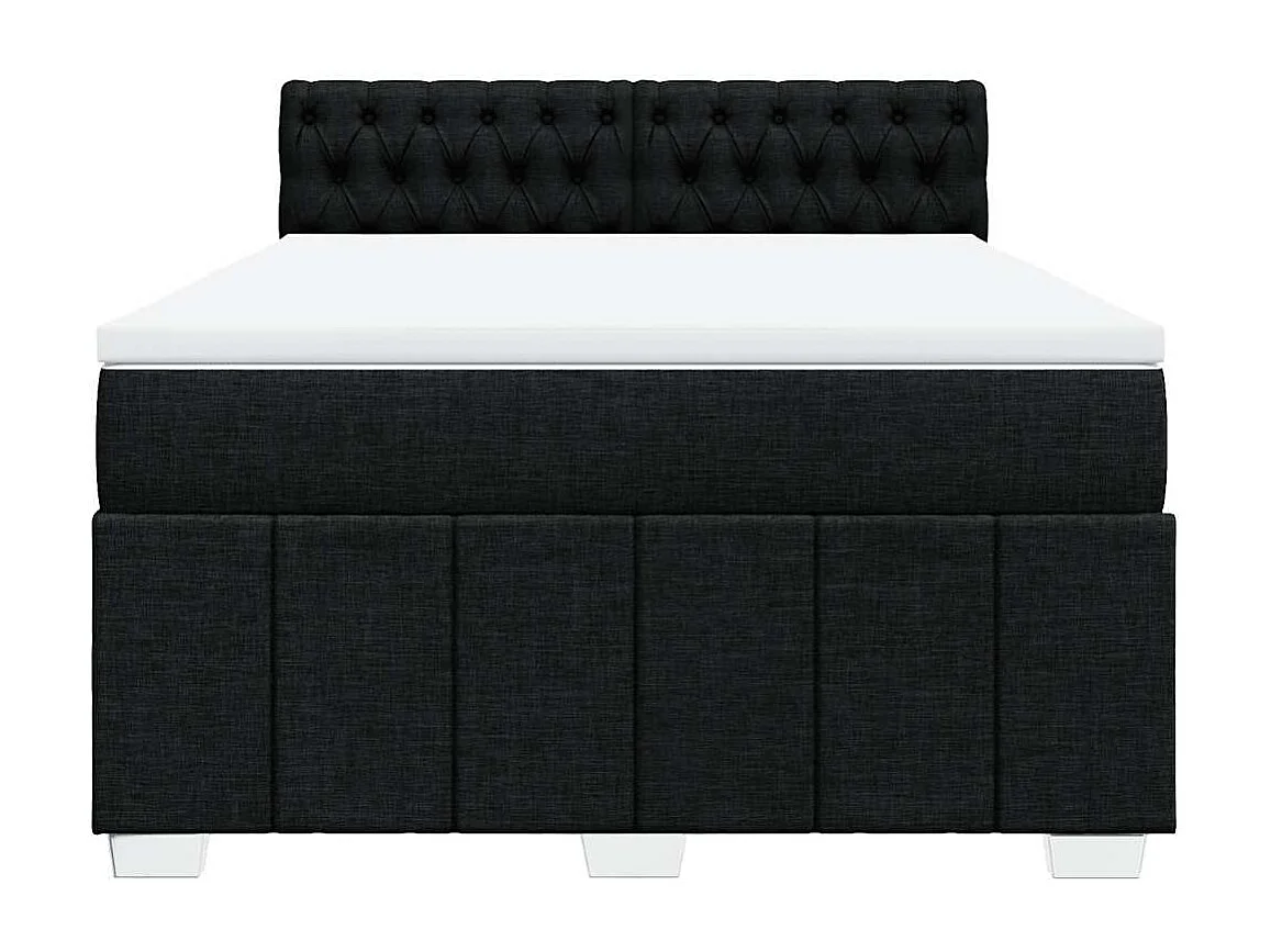 Sommier à lattes de lit avec matelas Noir 140x190 cm Tissu