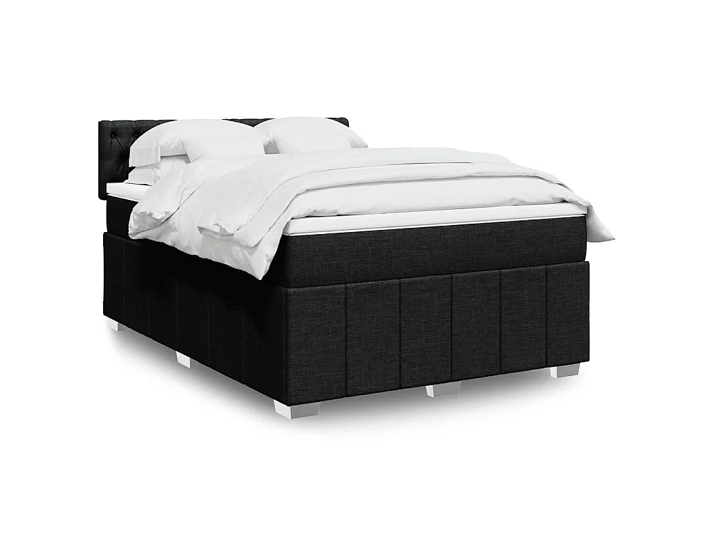Sommier à lattes de lit avec matelas Noir 140x190 cm Tissu